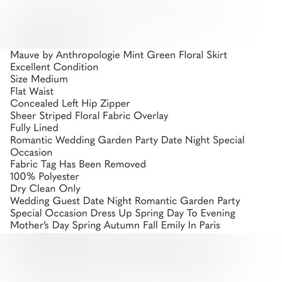 NWOT Anthropologie Maeve Elegant Mint Green Midi Skirt - Picture 6 of 6